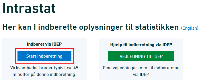 billede af start indberetning