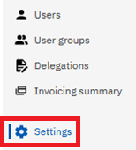 Top left of the screen: Settings